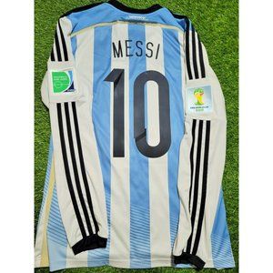 Messi Argentina 2014 WORLD CUP SEMIFINAL Long Sleeve Soccer Jersey Shirt M